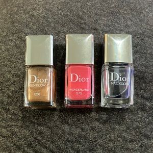 3 barely used Dior Nail Polish with the iconic Nail glow